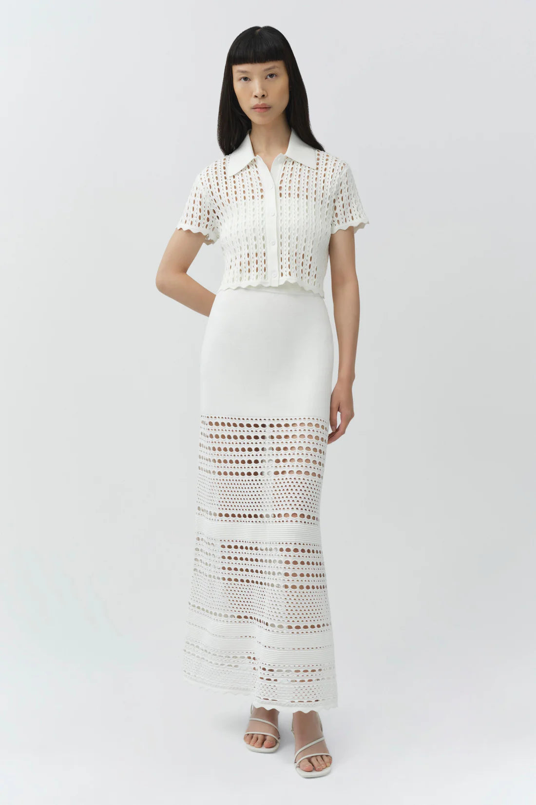 Westly Open Stitch Midi Skirt