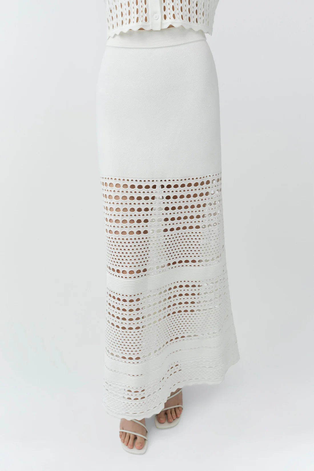 Westly Open Stitch Midi Skirt