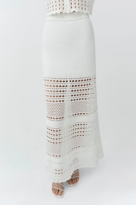 Westly Open Stitch Midi Skirt
