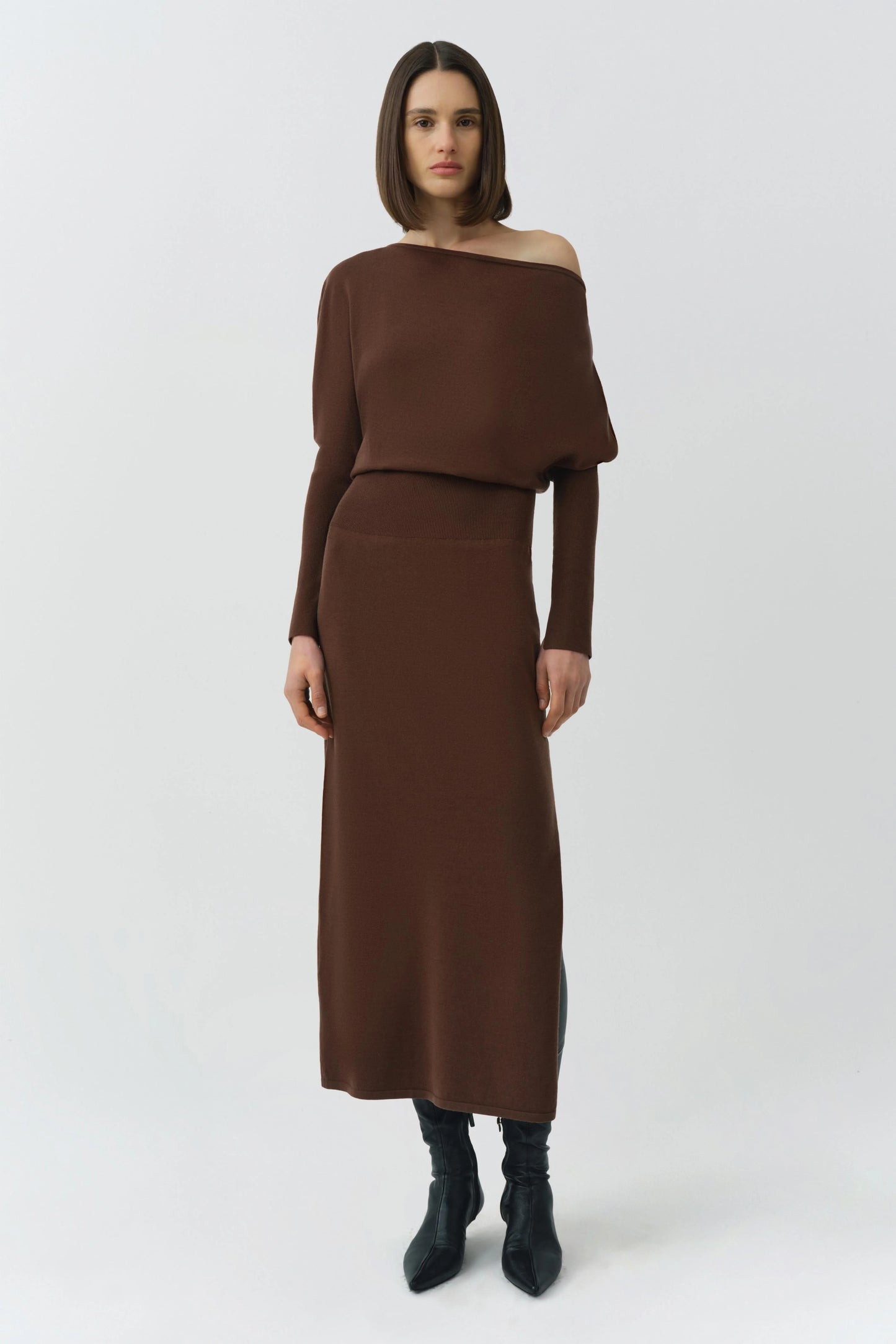 Janese Off Shoulder Knit Midi Dress