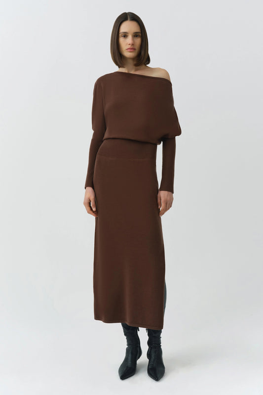 Janese Off Shoulder Knit Midi Dress