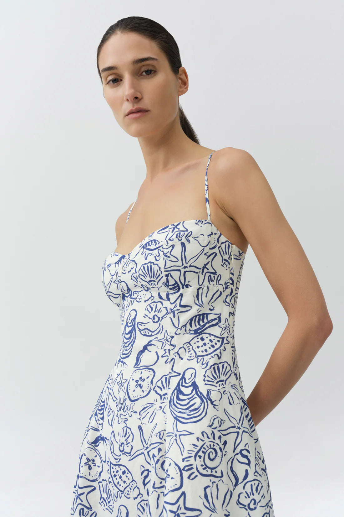Analise Linen Bustier Midi Dress