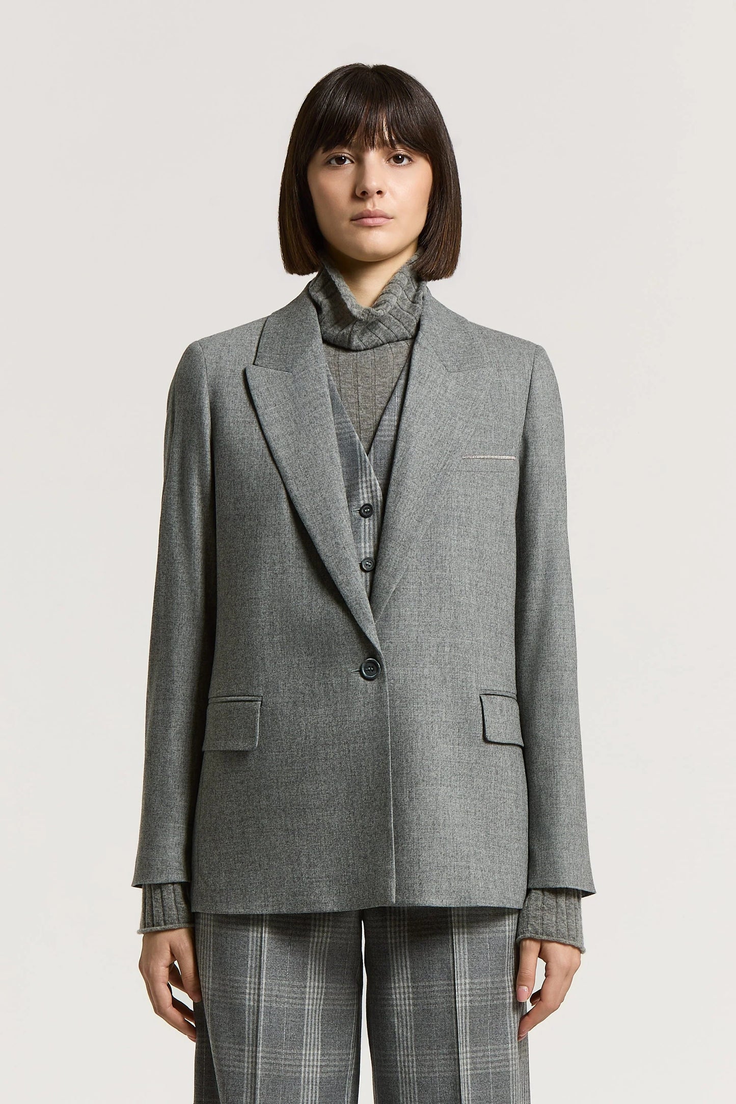 Wool and cashmere single-breasted blazer