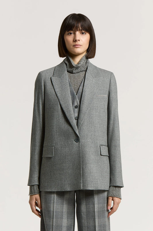 Wool and cashmere single-breasted blazer