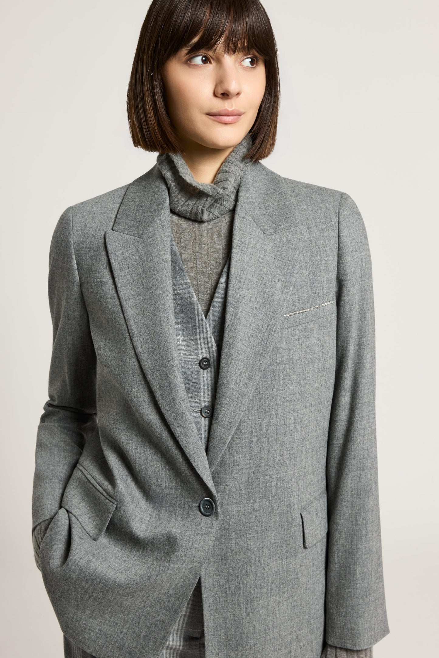 Wool and cashmere single-breasted blazer
