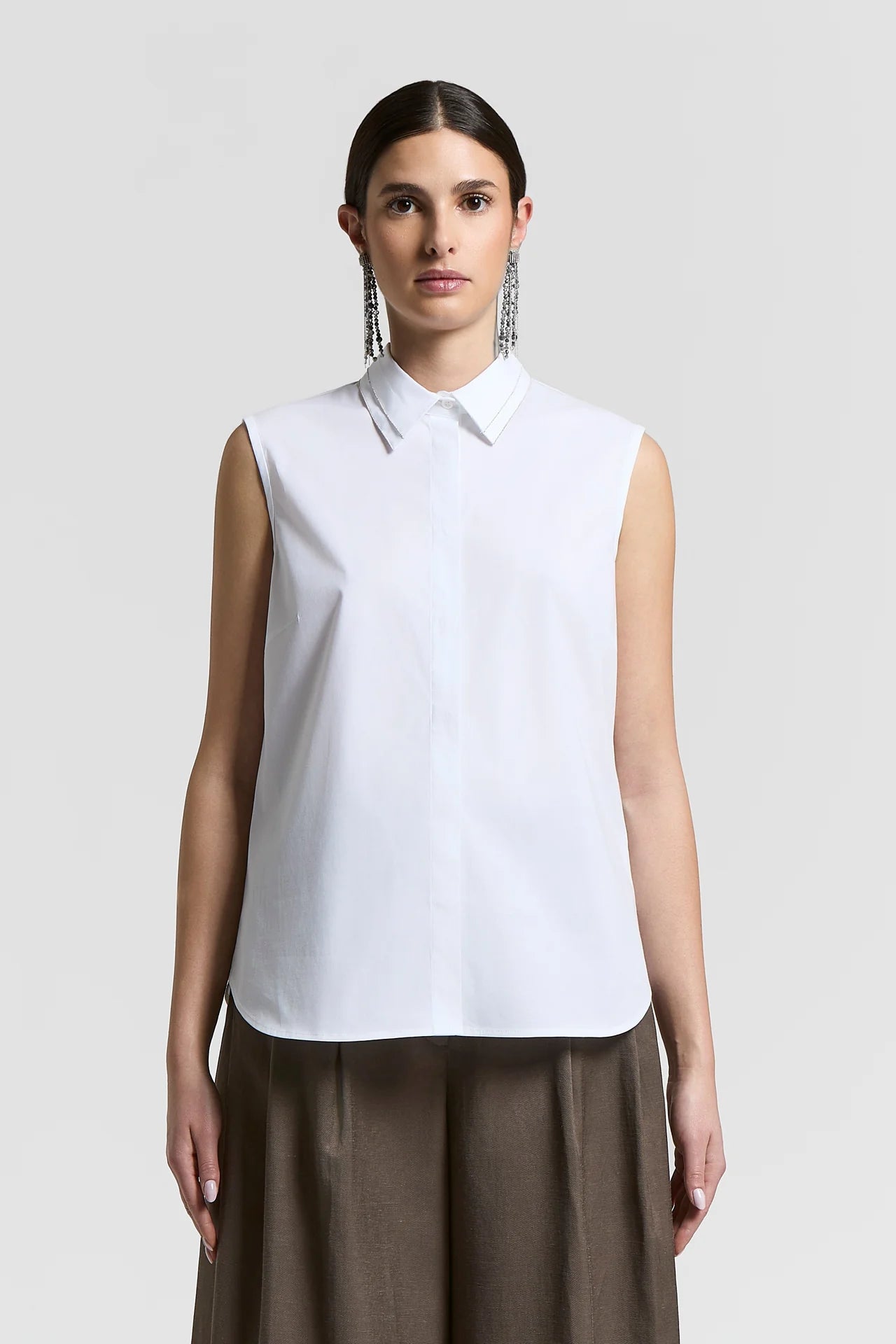 Stretch cotton shirt top