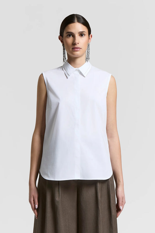 Stretch cotton shirt top