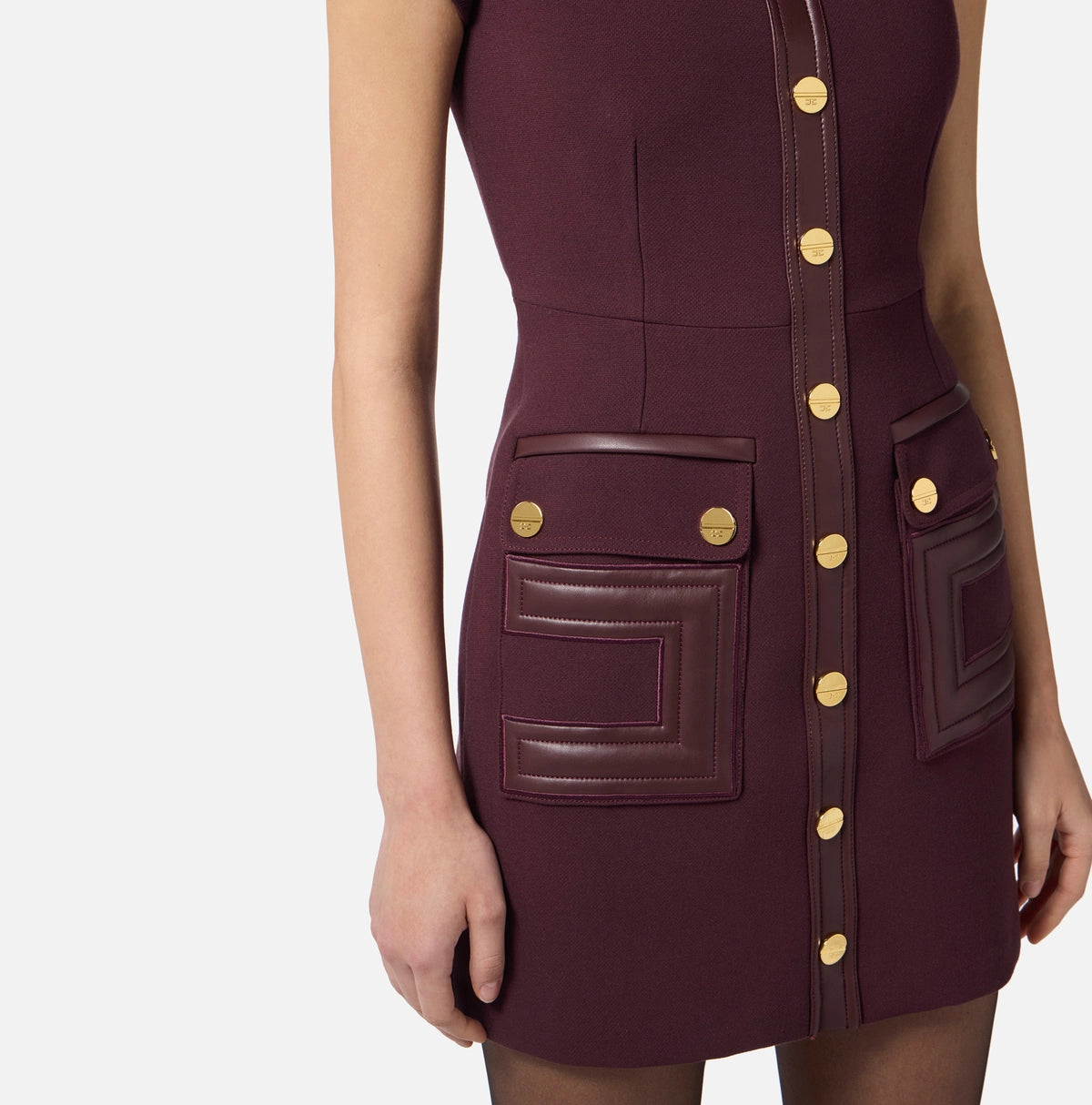 Dress in double-layer crêpe fabric with logo details