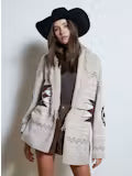 Southwest Fringed Shawl Collar Throw