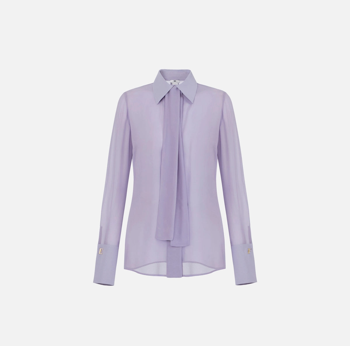 Blouse in georgette and crêpe fabrics with sash belt