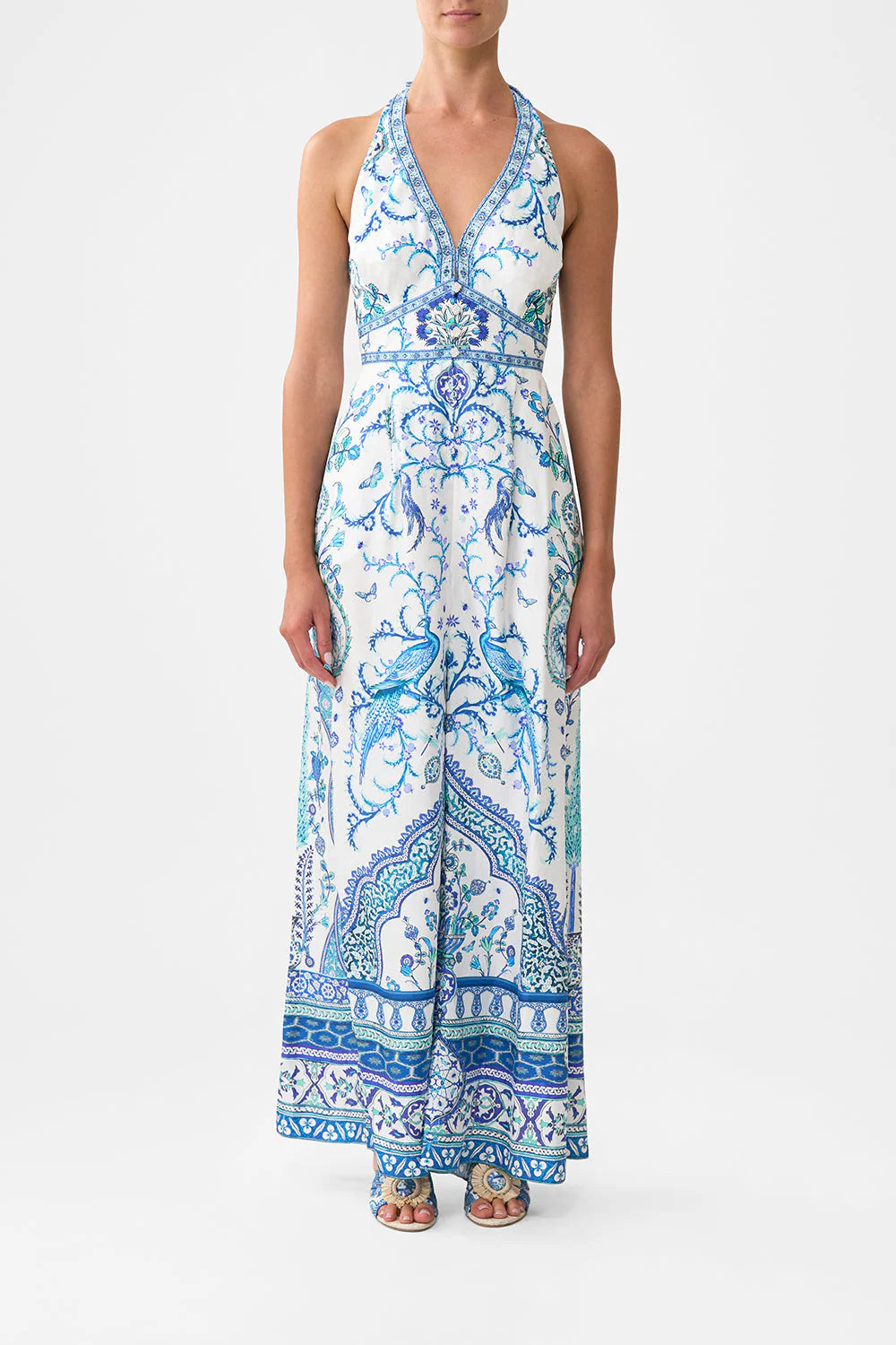 Halterneck Jumpsuit With Tie Neck