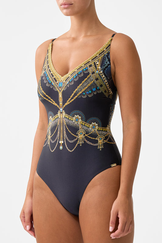 V NECK UNDERWIRE ONE PIECE WITH BACK CLIP