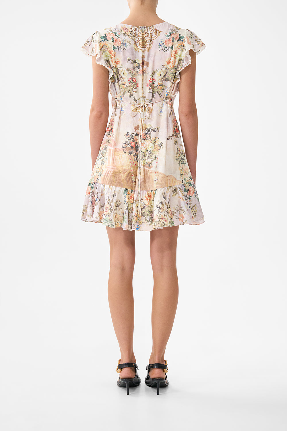 RUFFLE SLEEVE SHORT DRESS