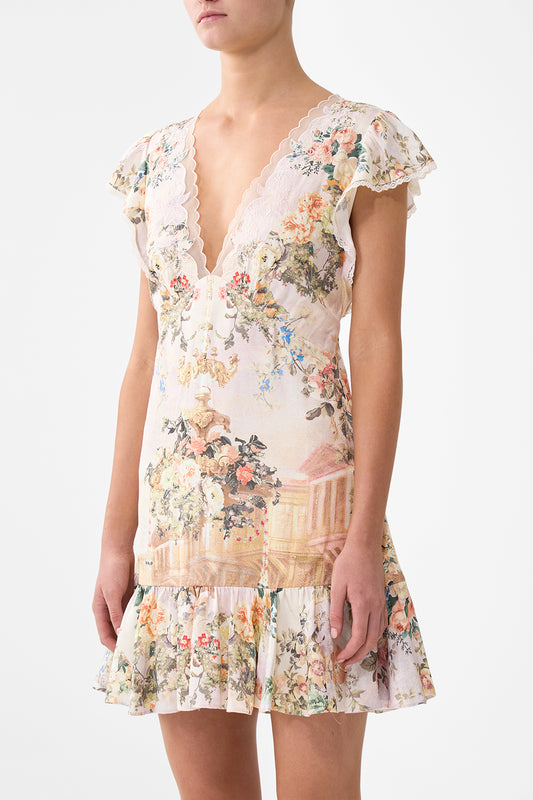 RUFFLE SLEEVE SHORT DRESS