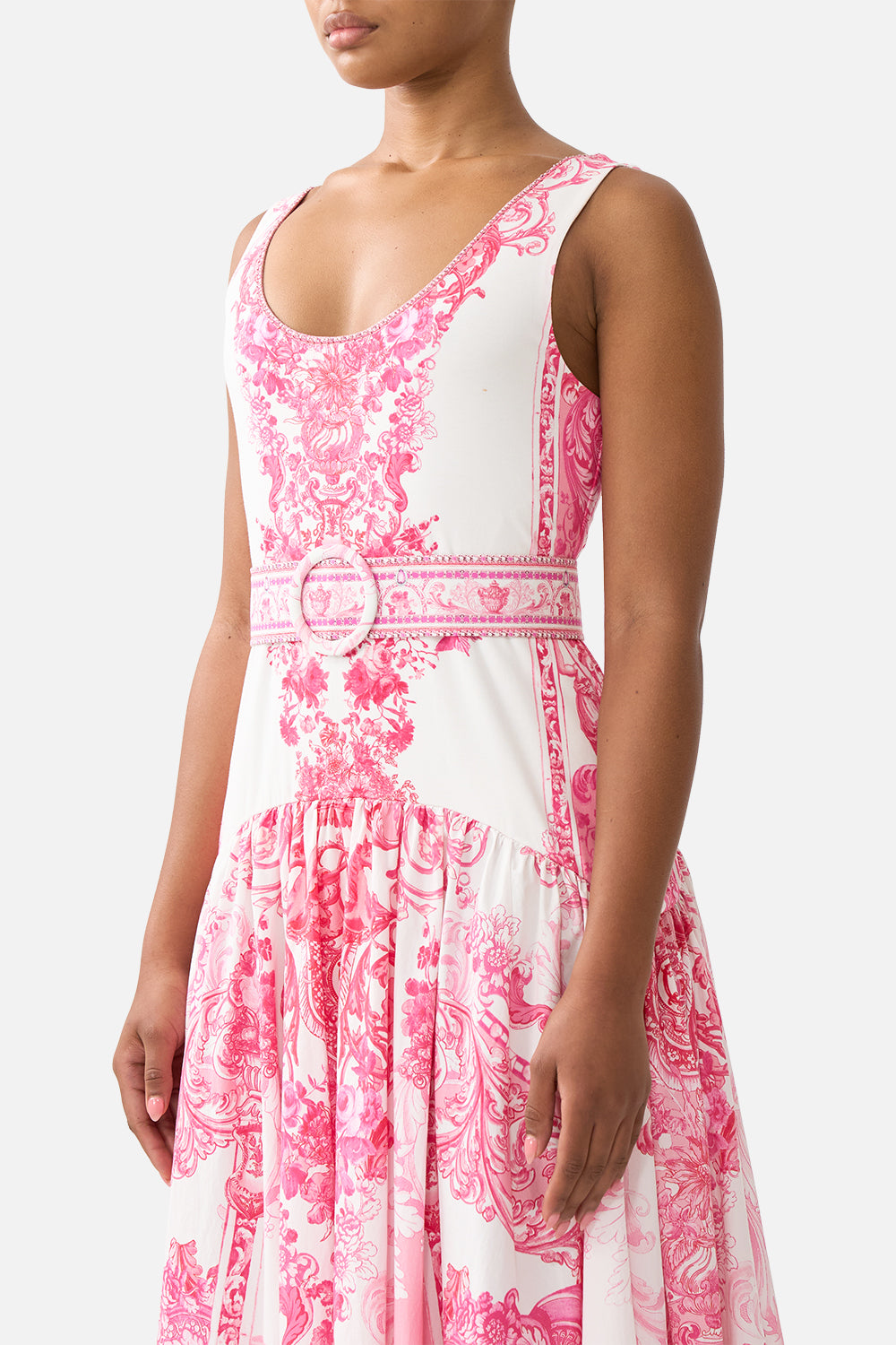 JERSEY TANK DRESS WITH CONTRAST SKIRT