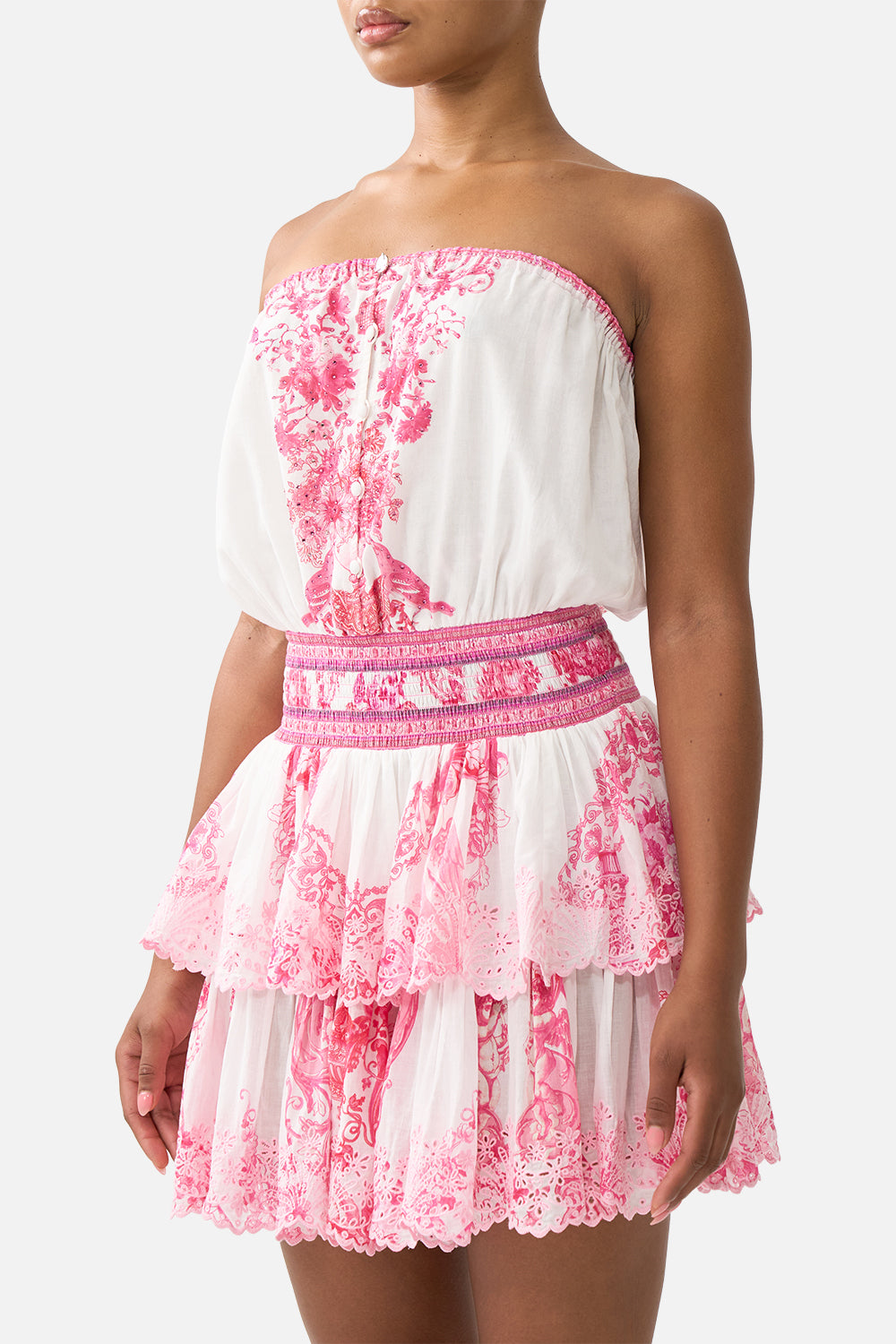 SHIRRED WAIST MINI DRESS