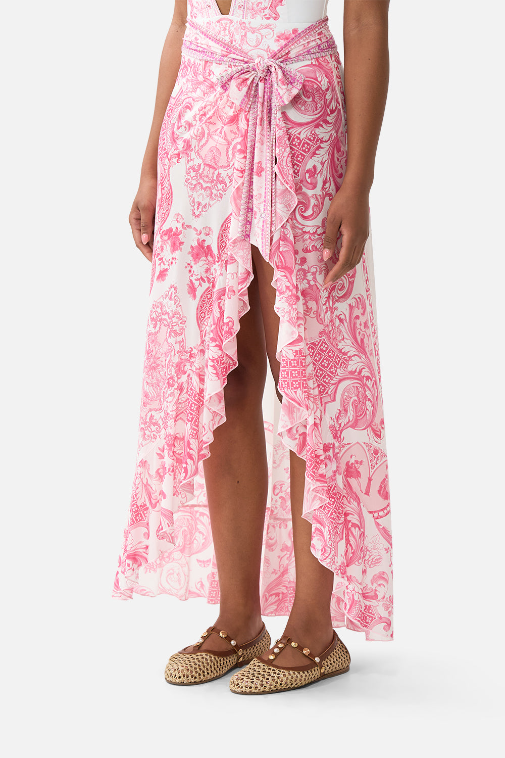 LONG SARONG W TIE WAIST AND FRILL EDGE