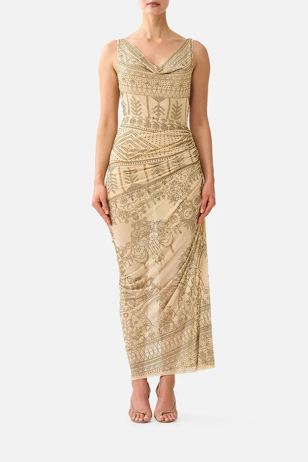 Draped Chain Back Jersey Dress