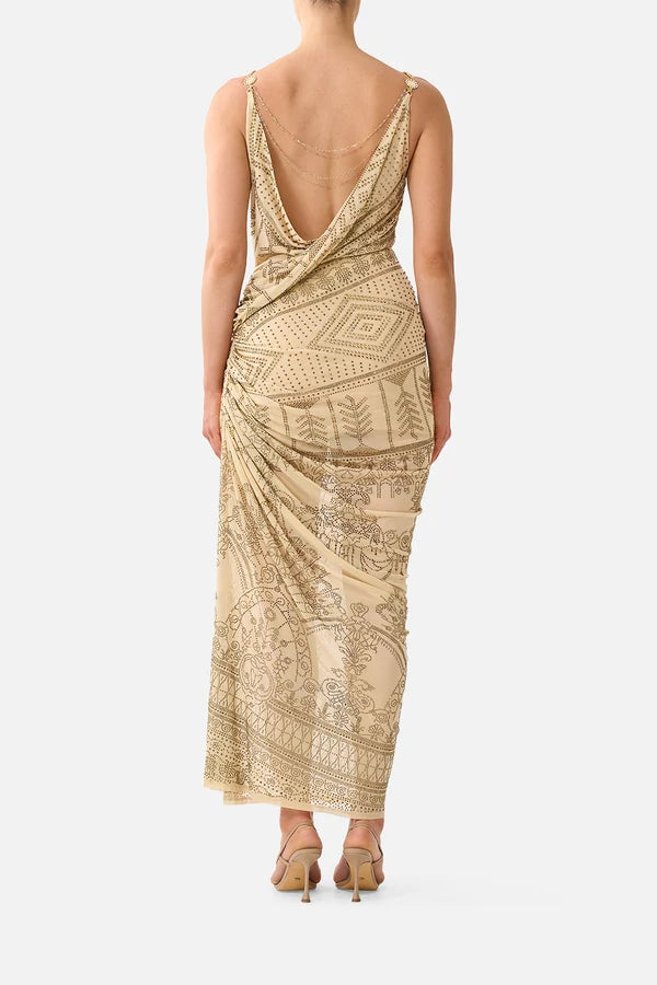 Draped Chain Back Jersey Dress