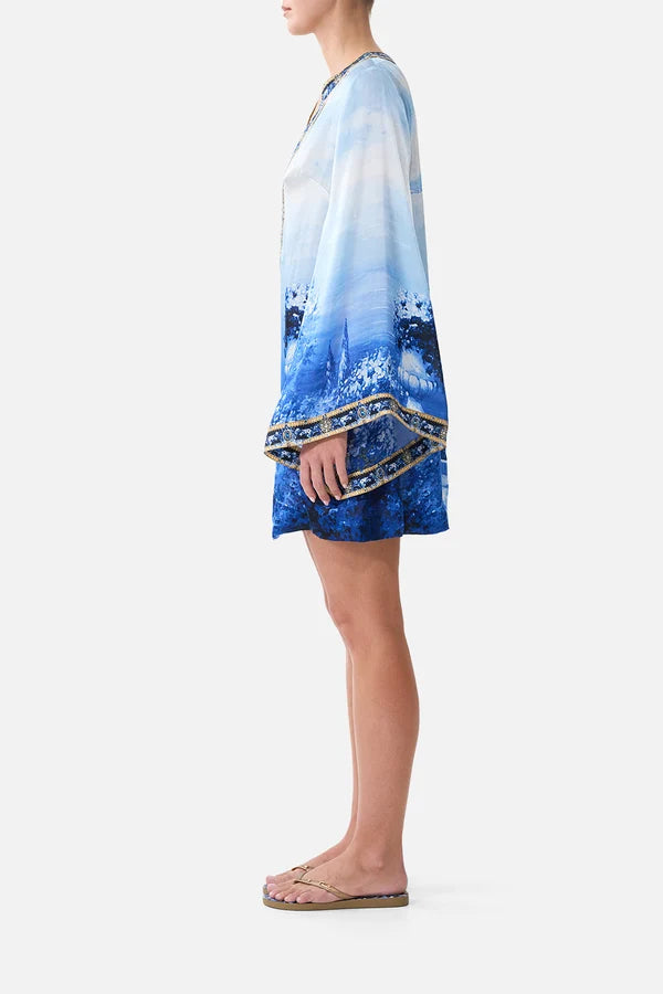 Deep V Neck Hardware Short Kaftan