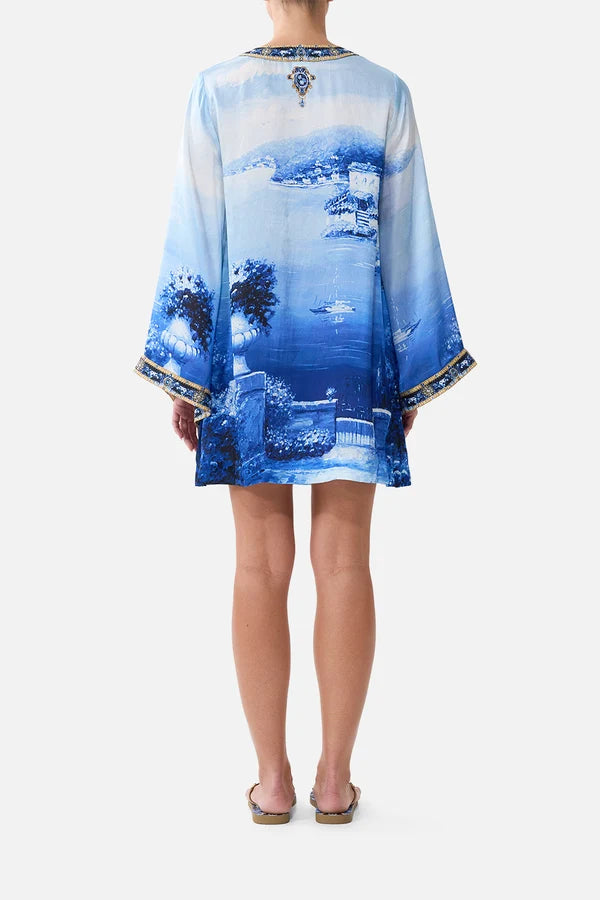 Deep V Neck Hardware Short Kaftan