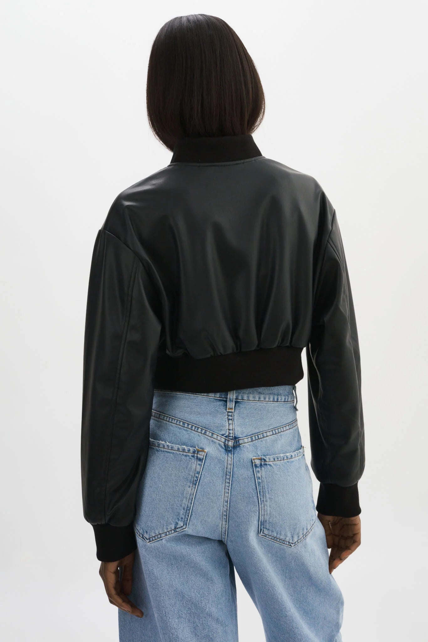 EVELIN Cropped Faux Leather Bomber Jacket Regular price $275 USD