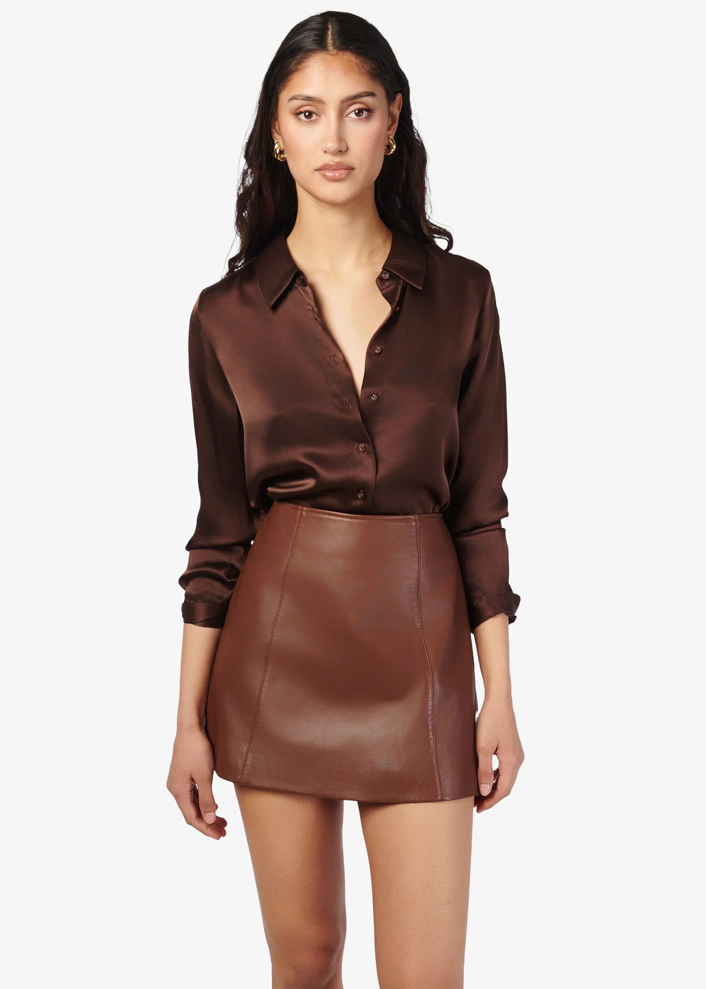 CILLIAN GENUINE LEATHER MINI SKIRT MOUSSE