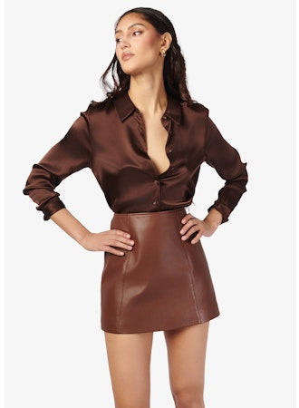 CROSBY SILK BLOUSE CHOCOLATE