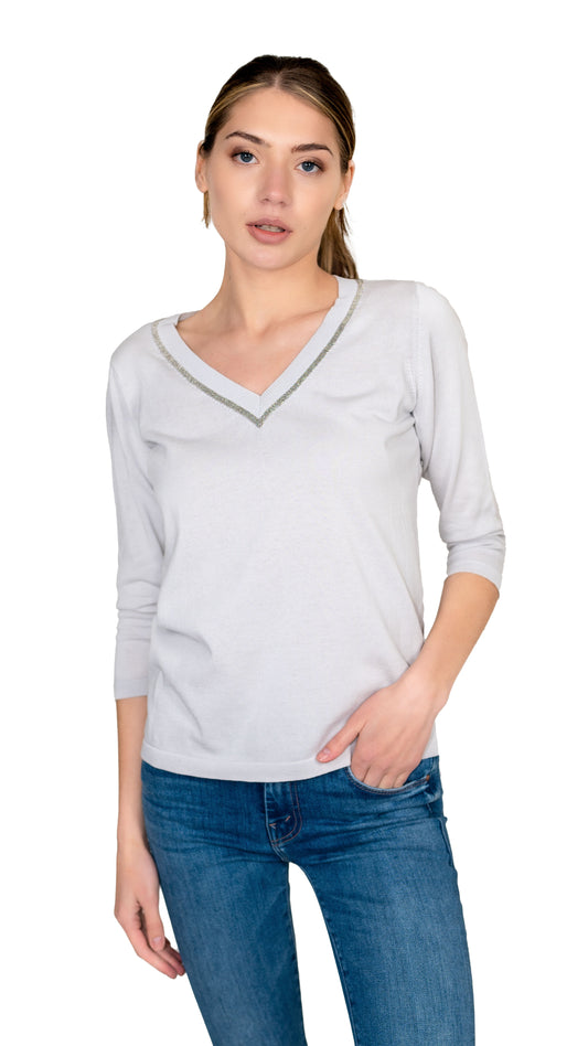 Fabiana Filippi Maglia Chain Trim V Neck Sweater