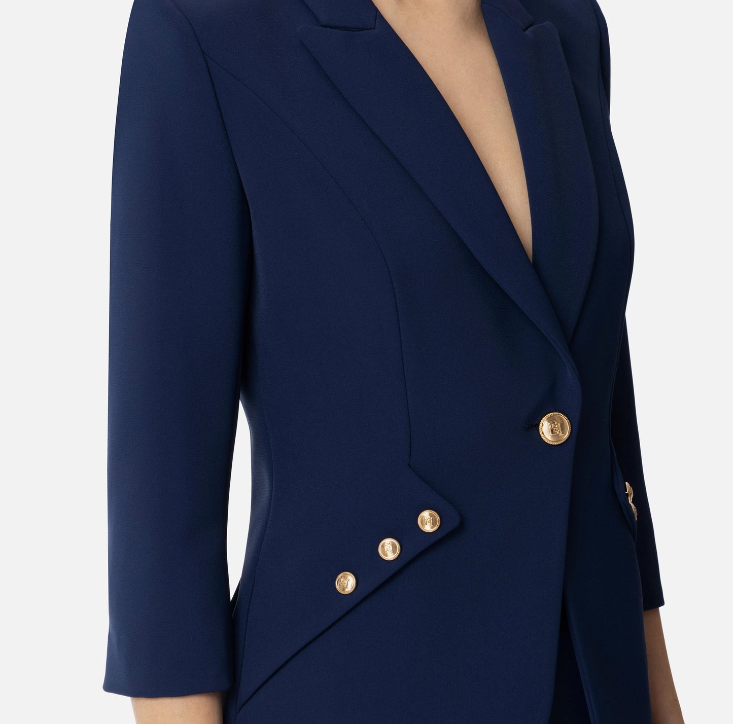 Jacket in lightweight double-layer crêpe fabric with logoed buttons