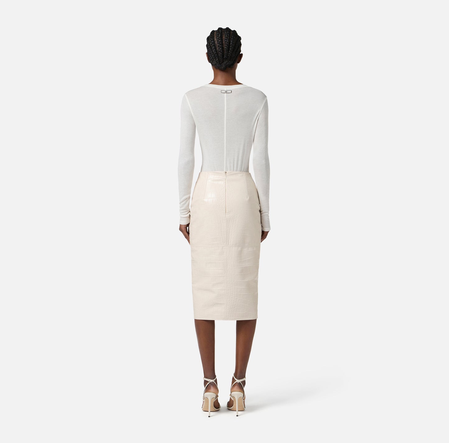 Crocodile print textured skirt