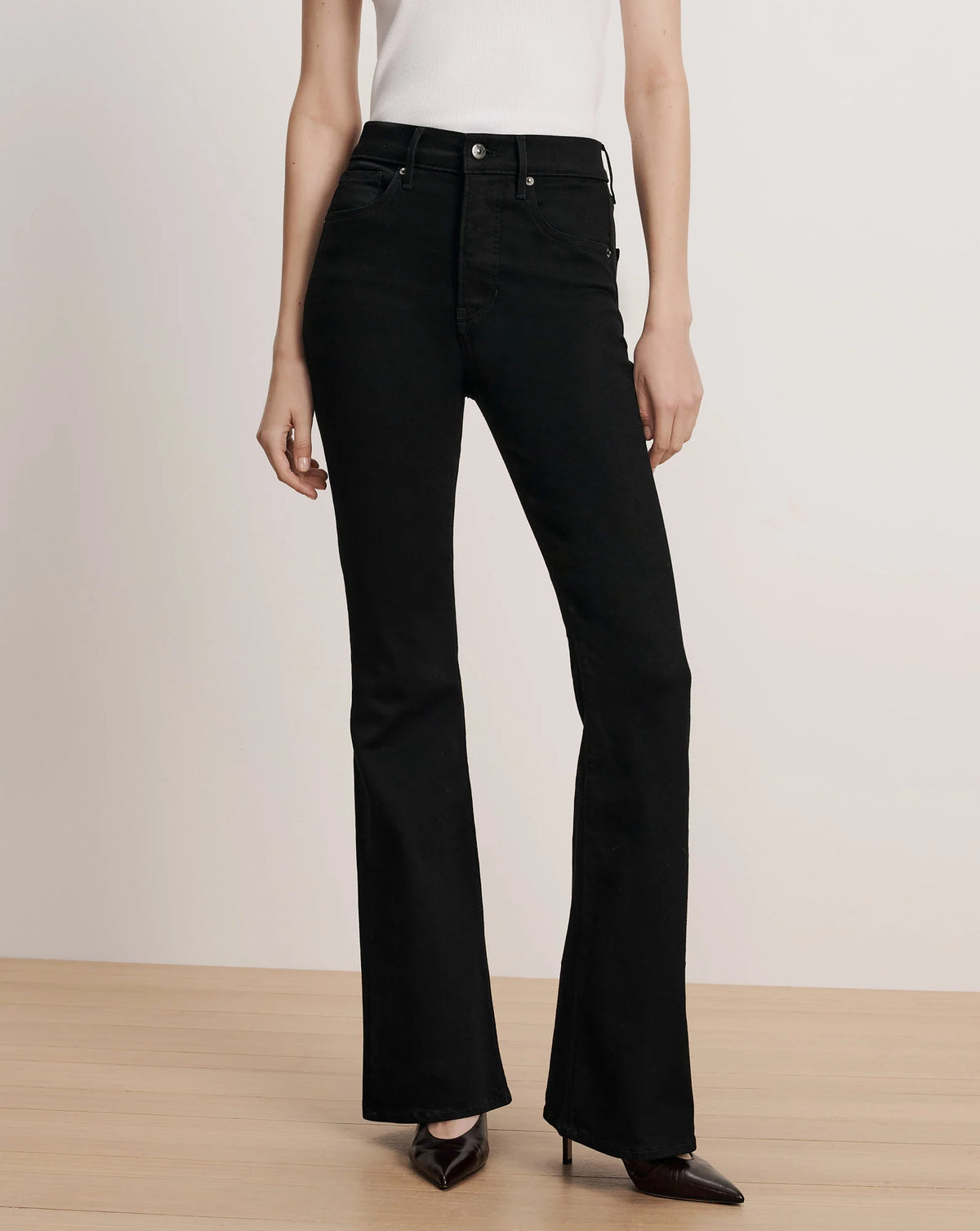 BEVERLY HIGH RISE SKINNY FLARE in Onyx Black