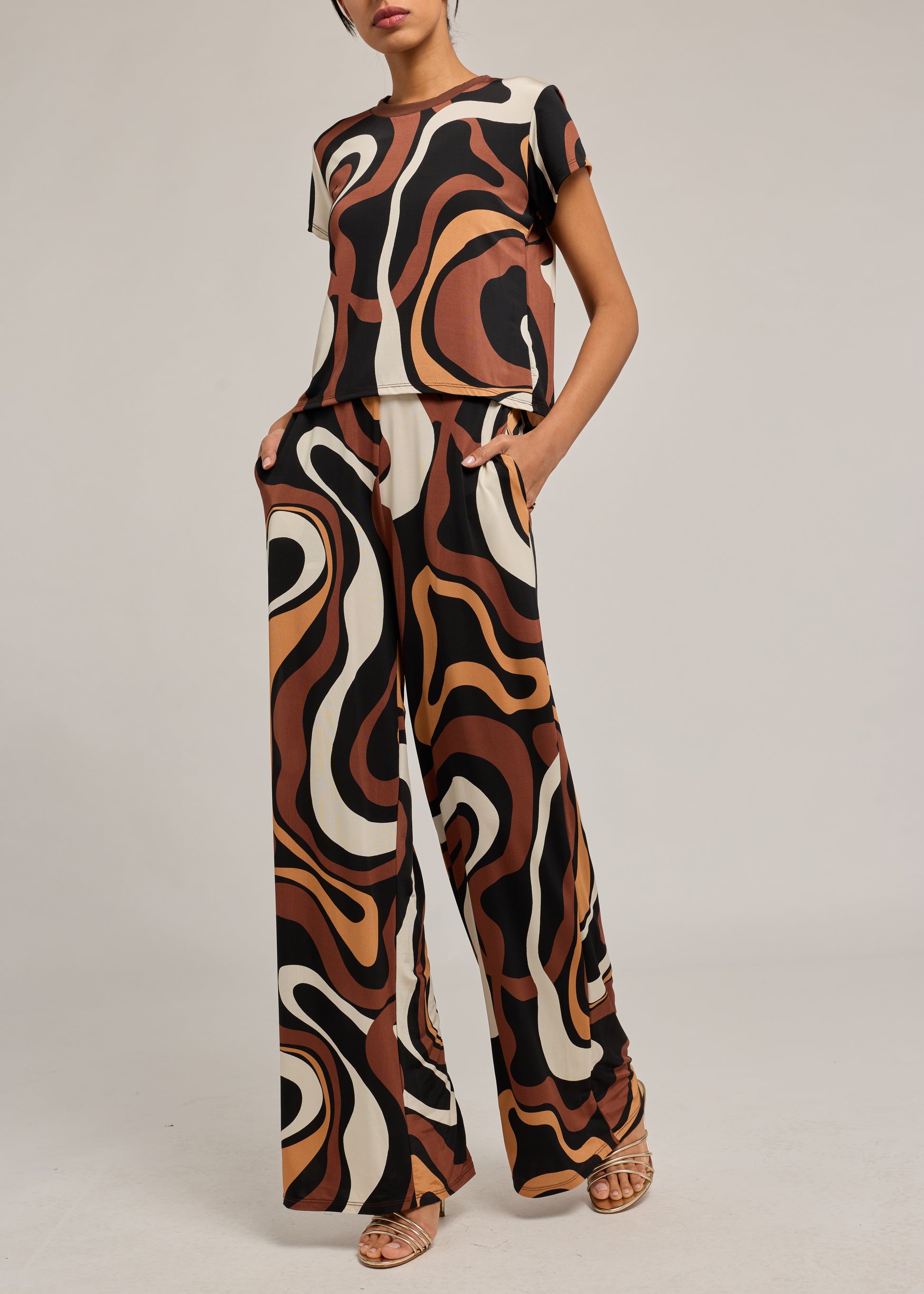 KELELA GEO SHEEN JERSEY PANTS