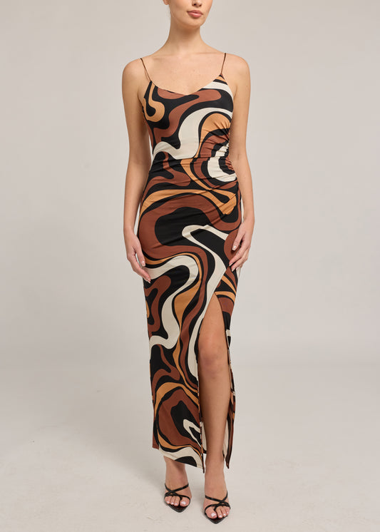 HAILEY GEO SHEEN JERSEY MAXI DRESS