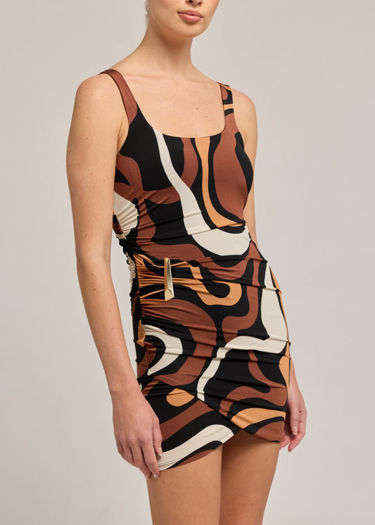 JUSTINE GEO SHEEN JERSEY DRESS