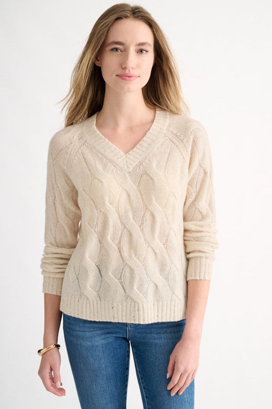 Cashmere Sequin Cable Vee (new)
