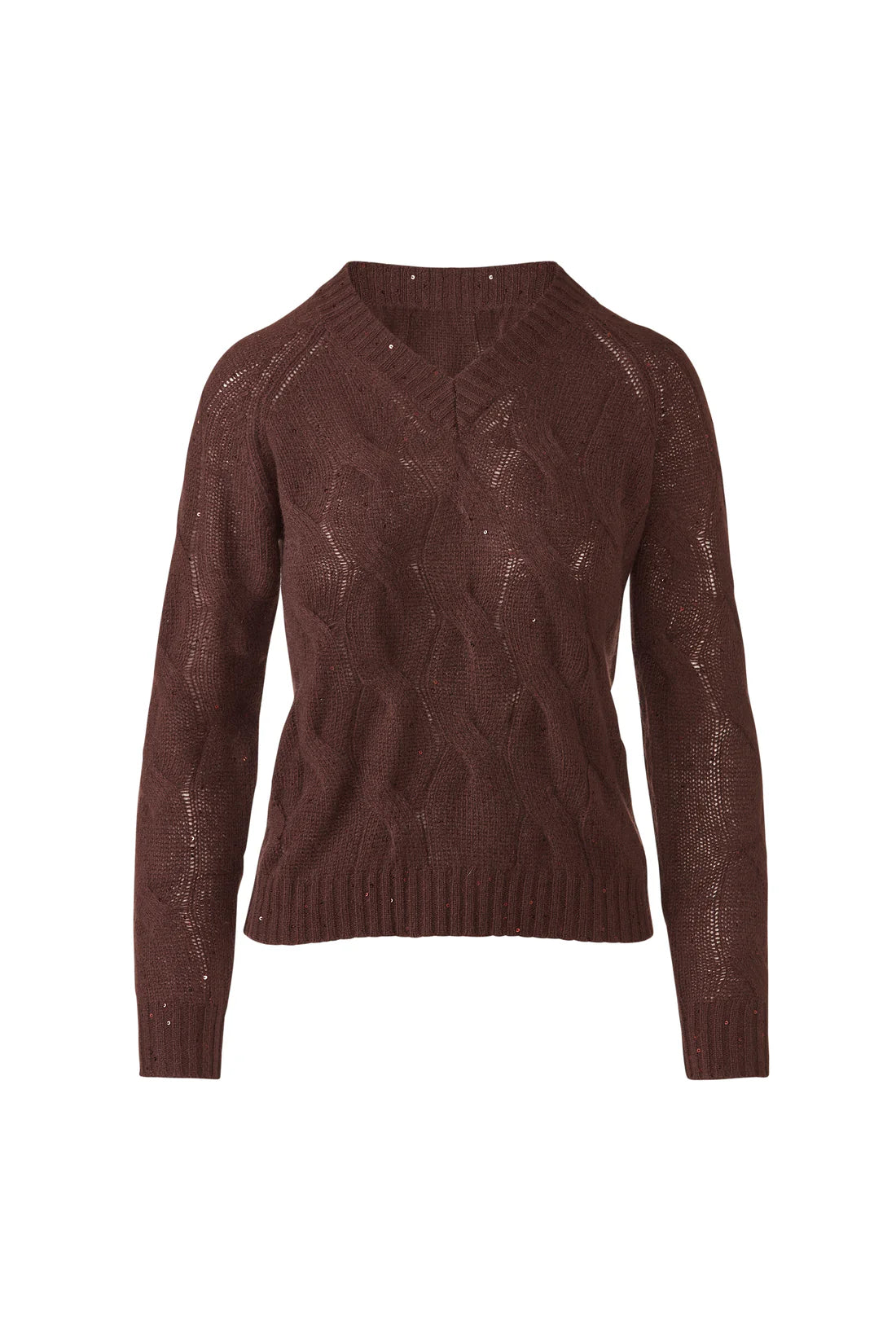 Cashmere Sequin Cable Vee (new)