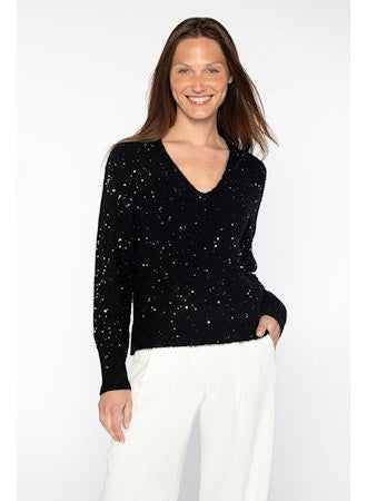 Sequin V-neck sweater