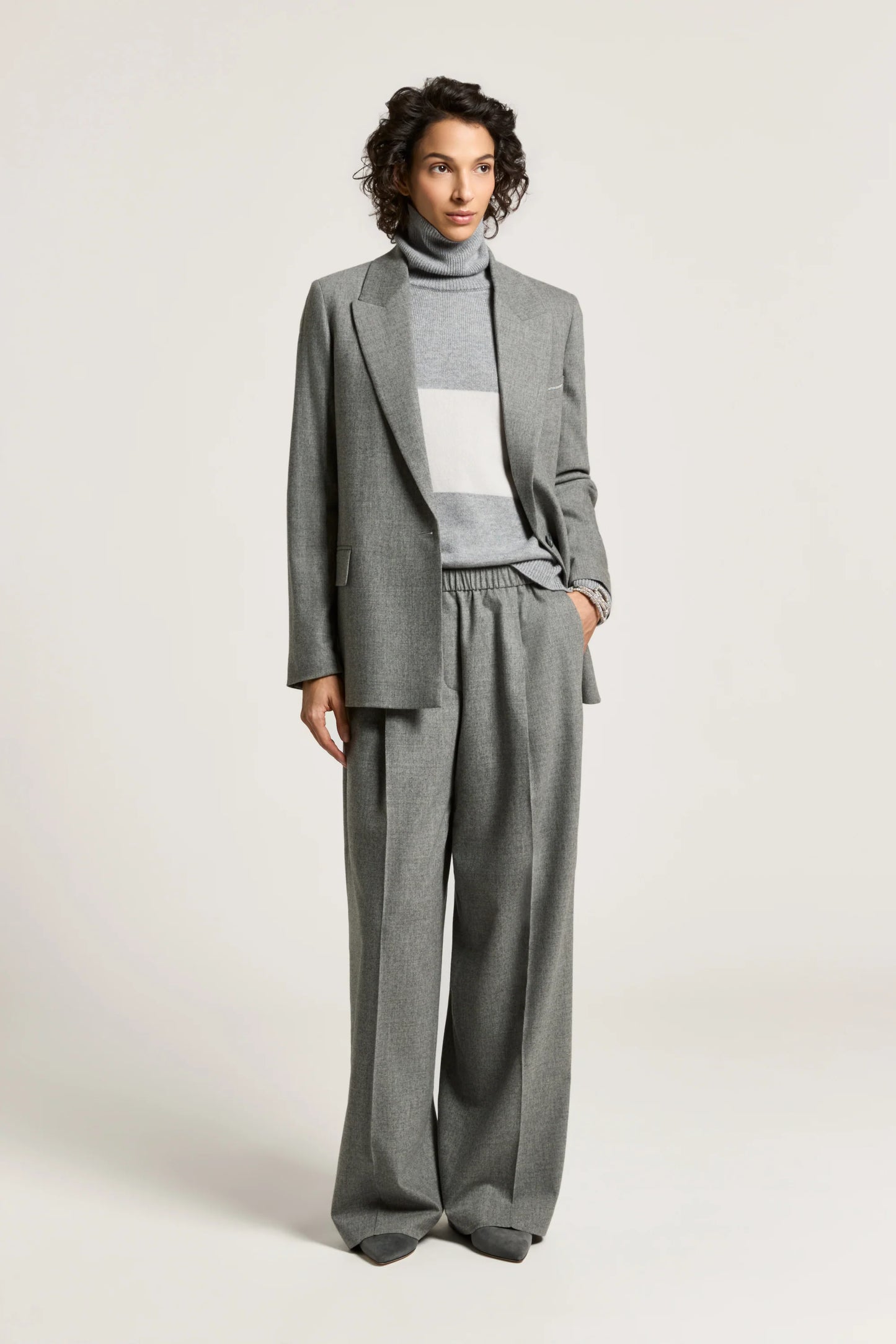Wool and cashmere single-breasted blazer