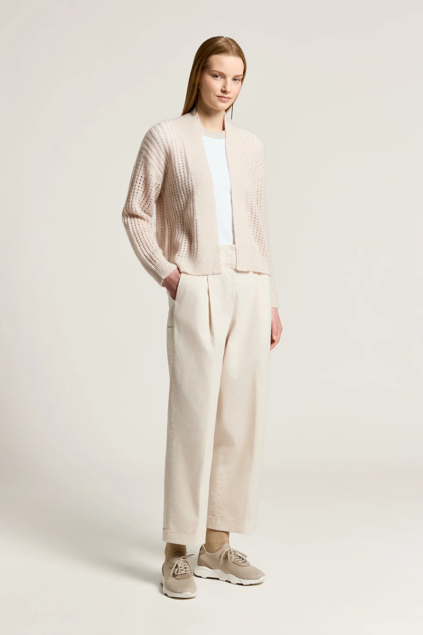 Wool and alpaca cardigan with bouclé yarn