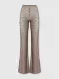 Flared trousers in lamé viscose with raschel workmanship