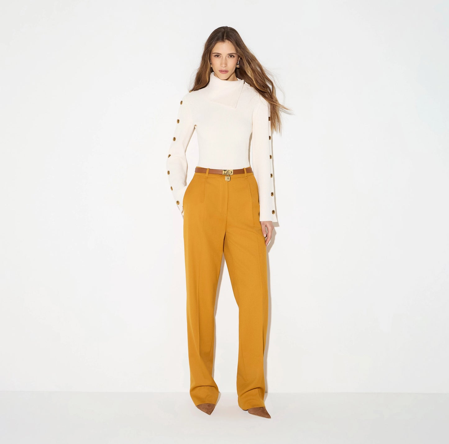 Knit pullover with jewel buttons