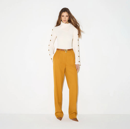 Knit pullover with jewel buttons