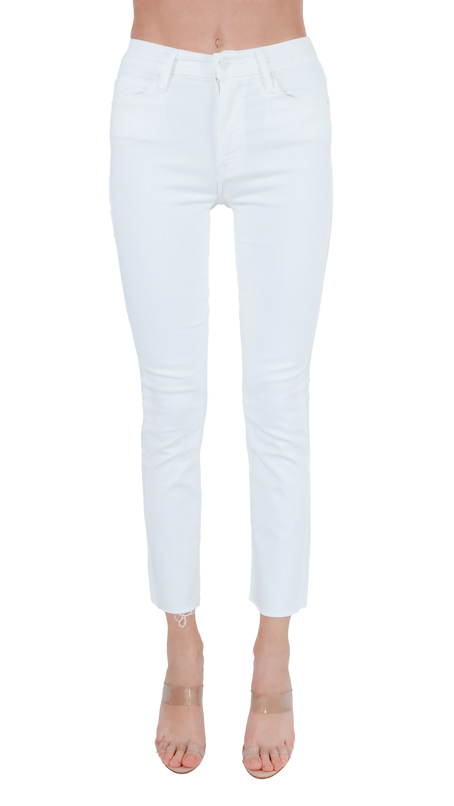 Mother The Insider Crop Step Fray in White
