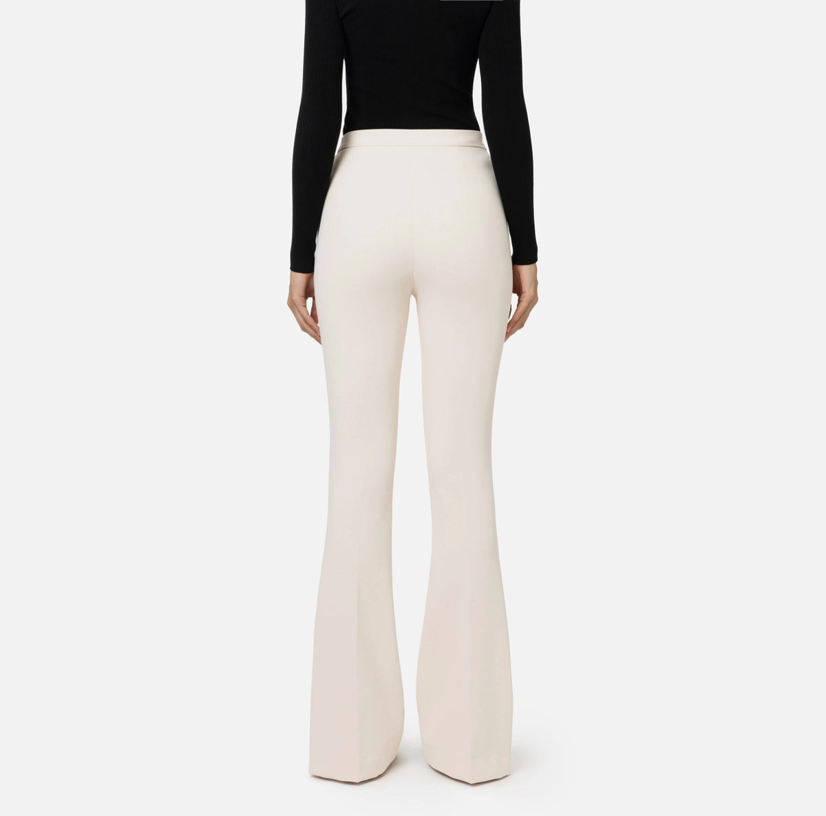 Palazzo trousers in stretch crêpe fabric with horsebit