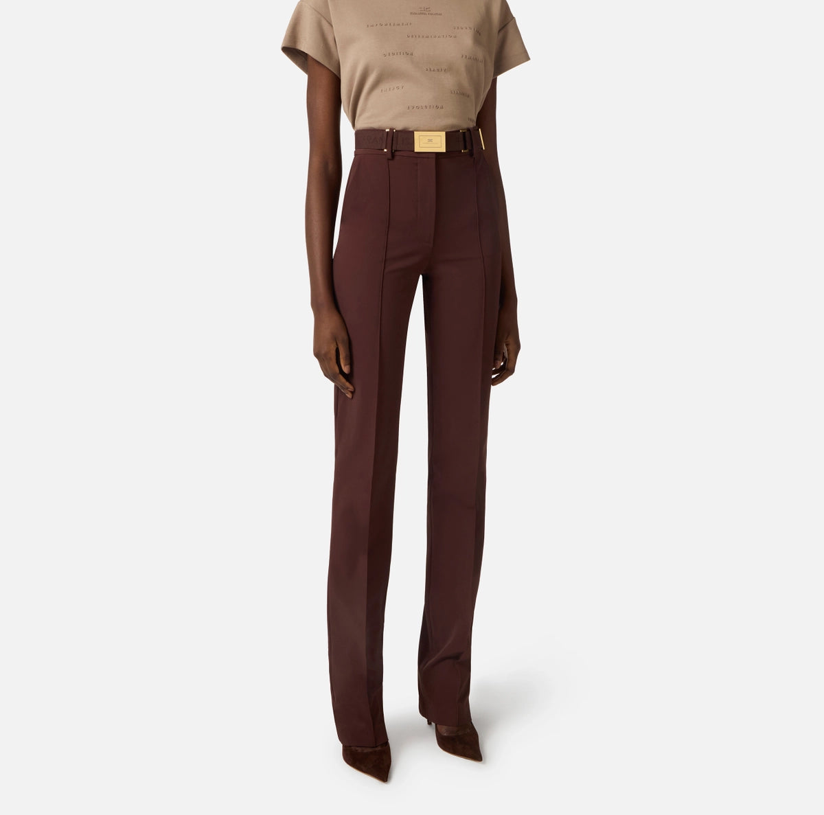 Trousers in technical bi-elastic fabric with belt