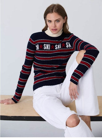 Striped Rib "SKI" Crew