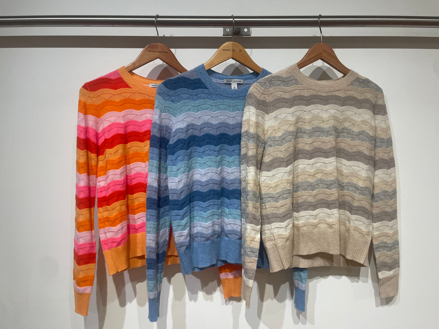 Tonal Wavy//Pointelle Stripe Crew