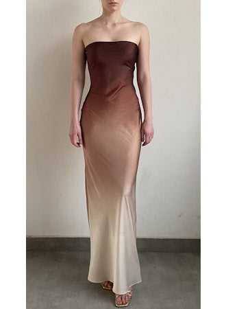 Strapless Maxi Dress in chocolate ombre