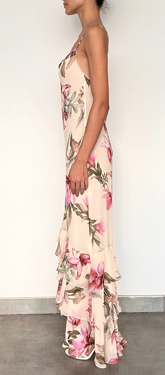 COWL HIGH LOW MAXI DRESS